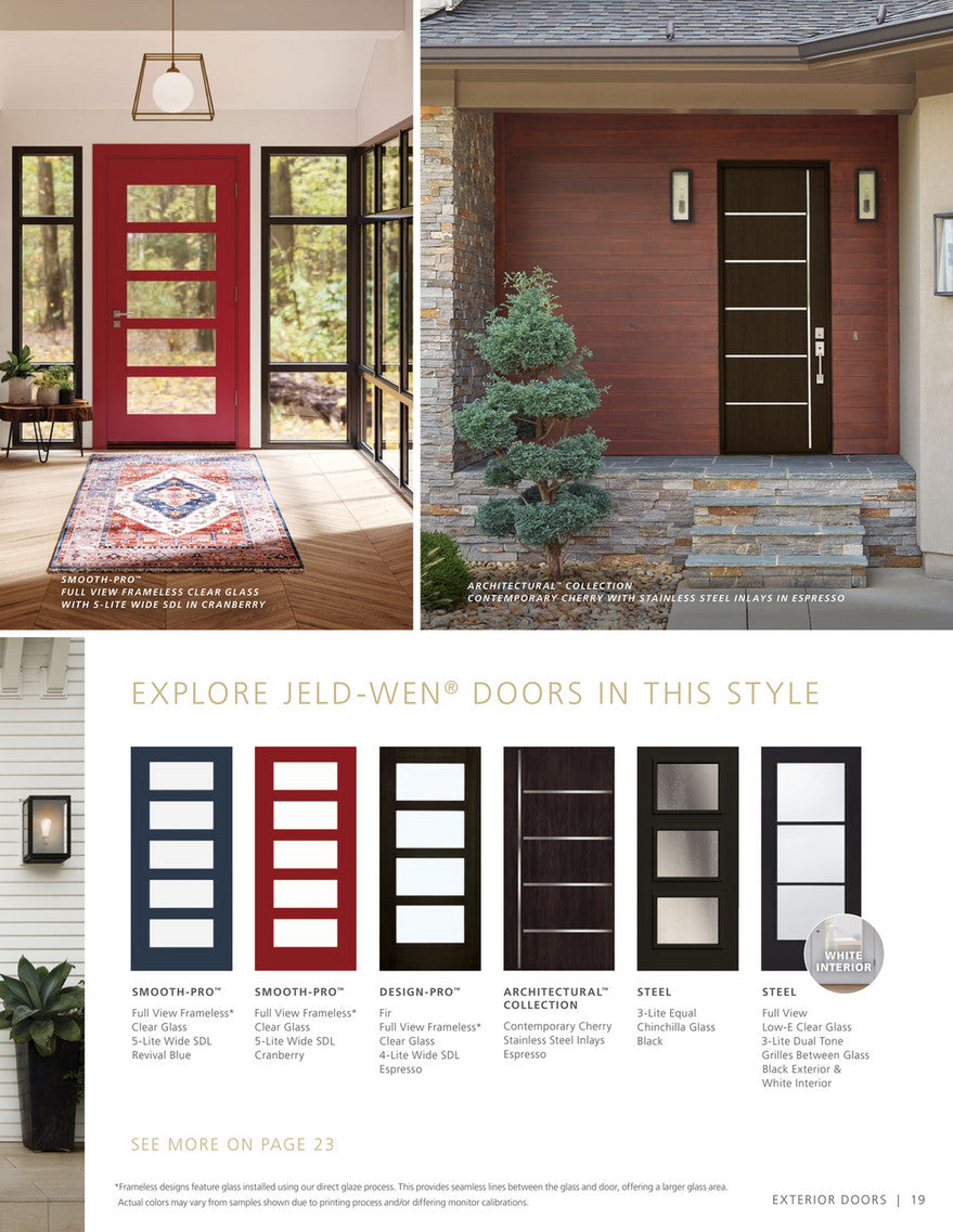 JELD-WEN 36 in. x 80 in. Right-Hand 6 Lite Clear Glass Black Painted Fiberglass Prehung Front Door with Brickmould