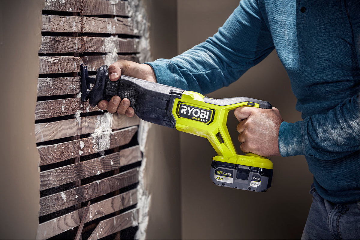 RYOBI 18-Volt ONE+ Cordless Brushless Reciprocating Saw with 4.0 Ah Lithium-Ion Battery