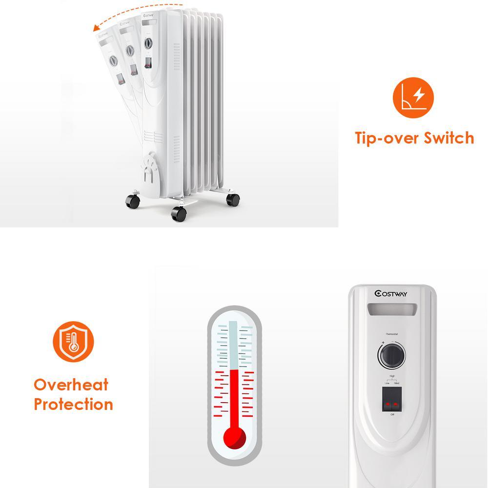 1500-Watt LCD 7-Fin Timer Electric Oil Filled Radiator Heater with Remote Control - Super Arbor