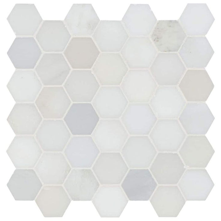 MSI Greecian White Hexagon 12 in. x 11.75 in. x 10mm Polished Marble Mesh-Mounted Mosaic Tile (9.8 sq. ft. / case)