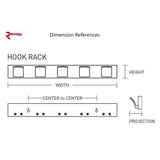 24 in. Nystrom Hook Rack White Shelf with 5 Pewter Double Hooks - Super Arbor