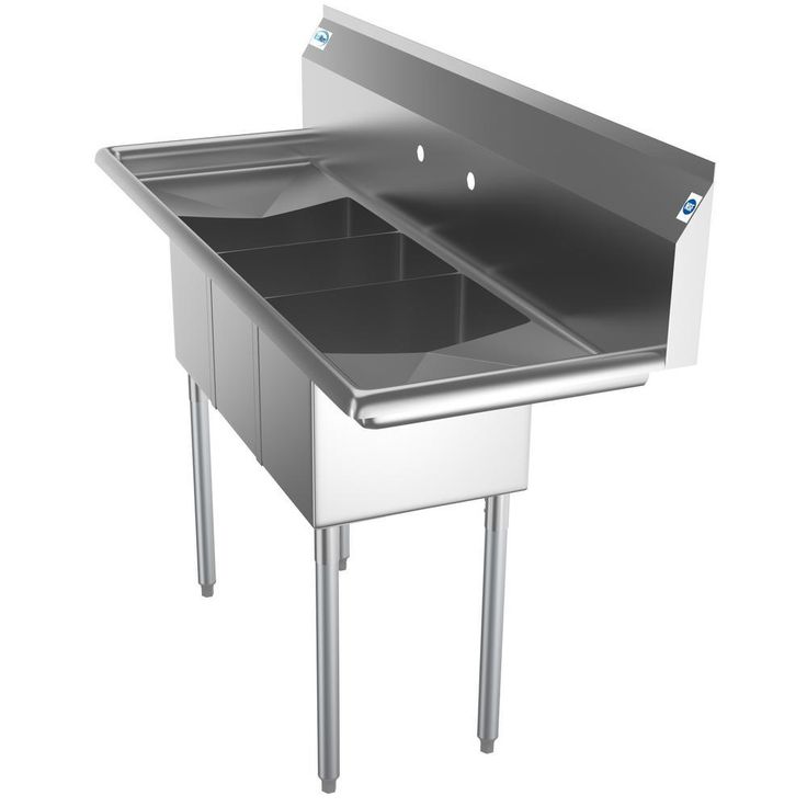 Freestanding Stainless Steel 54 in. 2-Hole Triple Bowl Commercial Kitchen Sink
