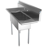 Freestanding Stainless Steel 54 in. 2-Hole Triple Bowl Commercial Kitchen Sink