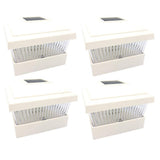 Relightable Solar 5 in. x 5 in. White Vinyl Outdoor Post Cap Deck Lights (4-Pack) - Super Arbor