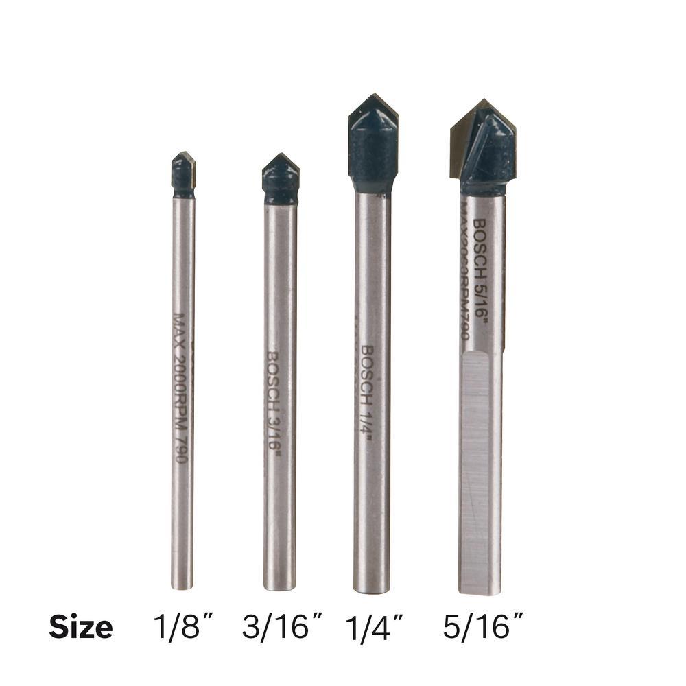 Glass and Tile Carbide Tipped Drill Bit Set (4-Piece) - Super Arbor