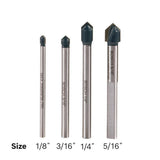 Glass and Tile Carbide Tipped Drill Bit Set (4-Piece) - Super Arbor