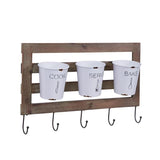 Hanging Metal Utensil Caddy with Hooks and Tin Buckets