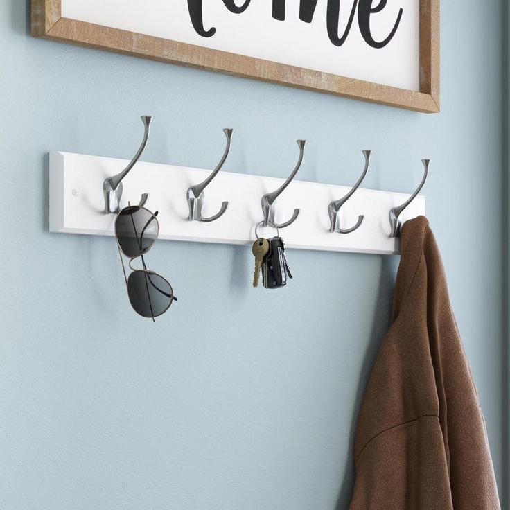 27 in. White and Satin Nickel Tri-Hook Rack