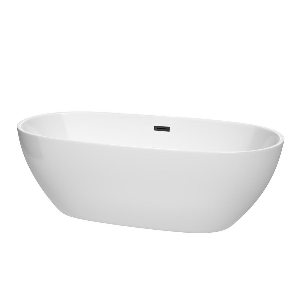 Juno 5.3 ft. Acrylic Flatbottom Non-Whirlpool Bathtub in White with Polished Chrome Trim - Super Arbor