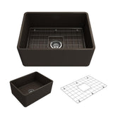 Classico Farmhouse Apron Front Fireclay 30 in. Single Bowl Kitchen Sink with Bottom Grid and Strainer in White - Super Arbor