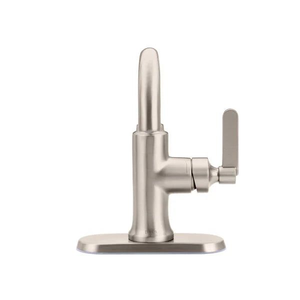 Delta Alux Spotshield Brushed Nickel 1-Handle Single Hole WaterSense Bathroom Sink Faucet with Drain