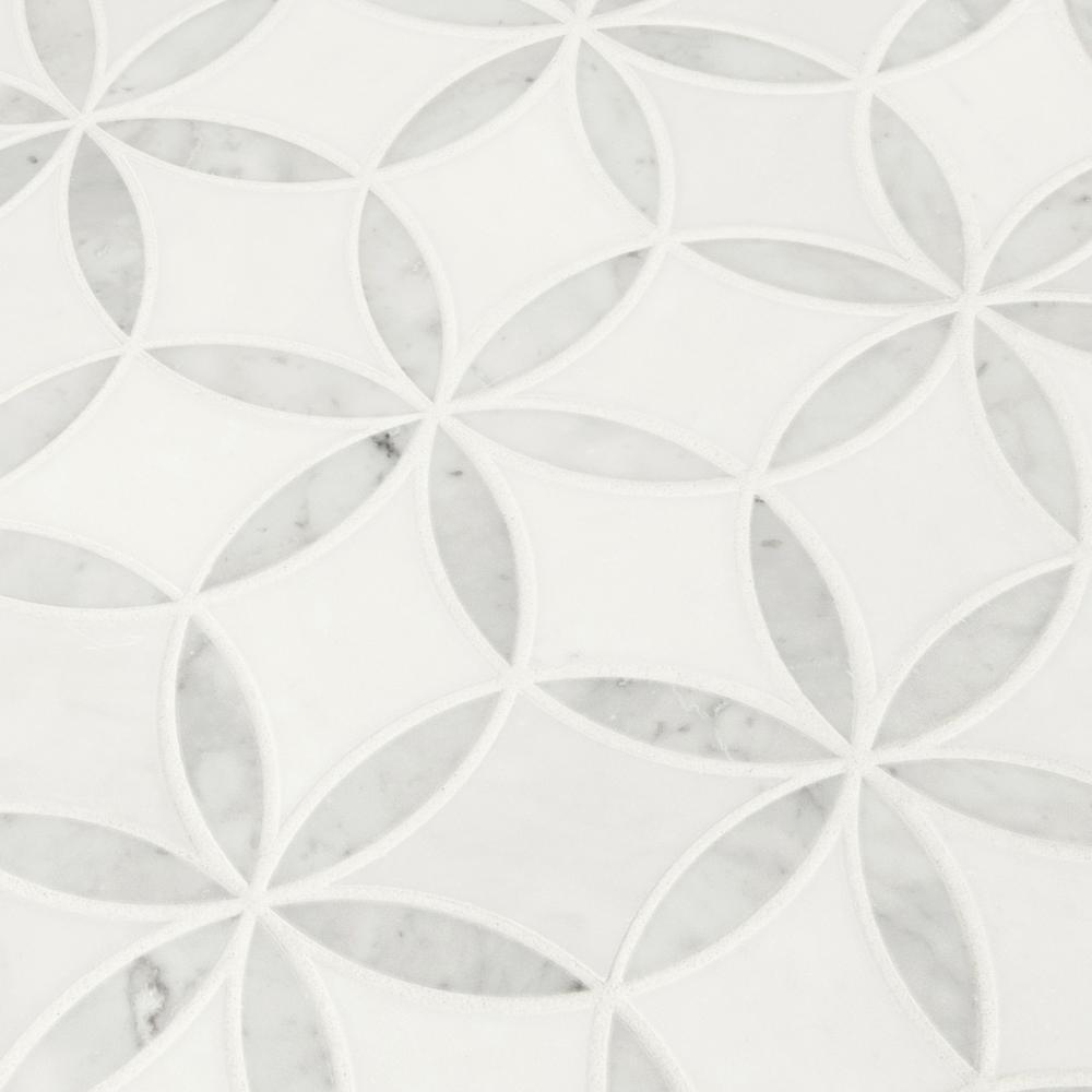 La Fleur 9.92 in. x 8.9 in. x 8mm Polished Marble Mesh-Mounted Mosaic Tile (6.2 sq. ft. / Case) - Super Arbor