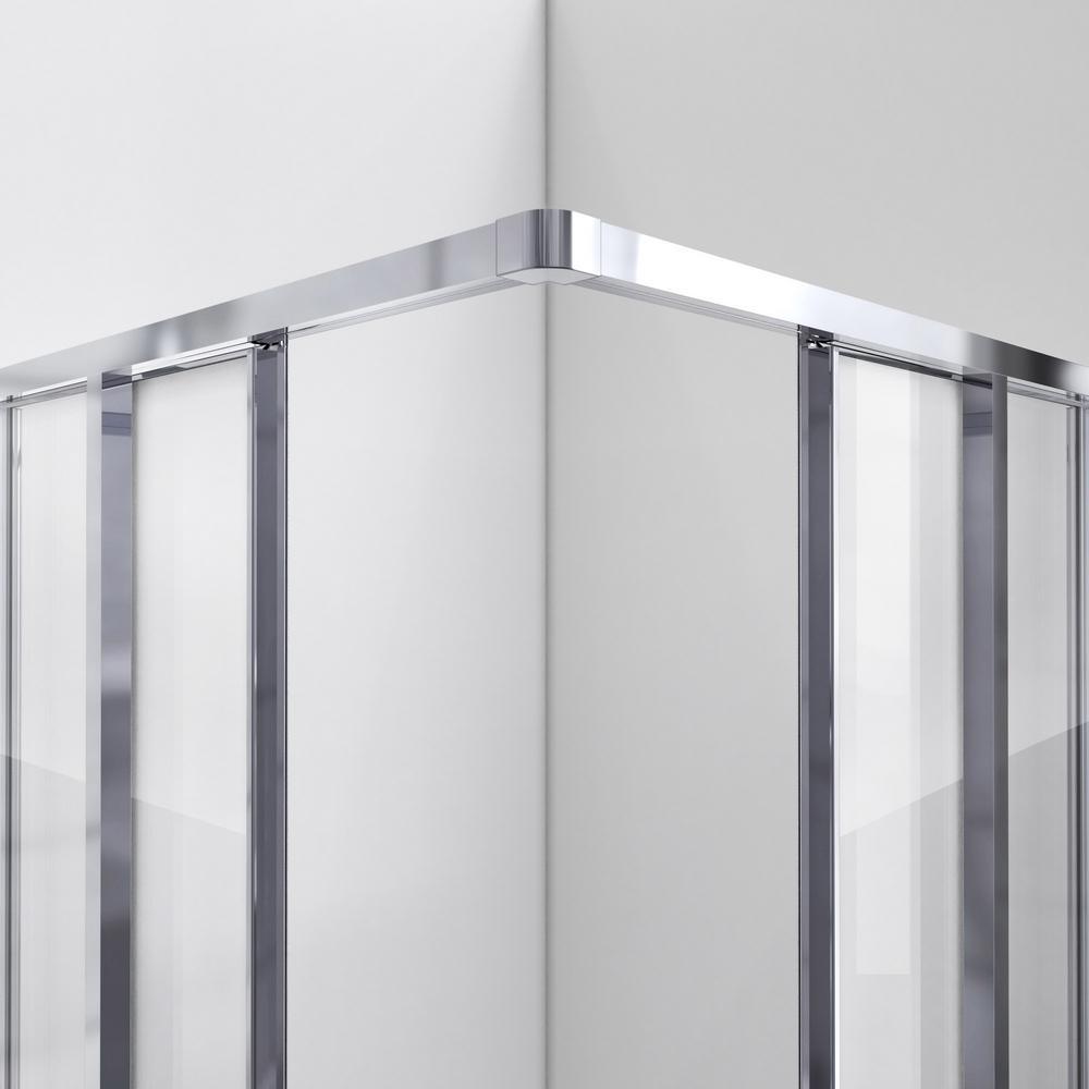 Cornerview 34-1/2 in. x 72 in. Framed Corner Sliding Shower Door Enclosure in Chrome without Handle - Super Arbor