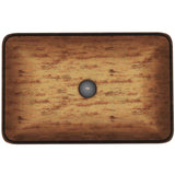 VIGO Amber Sunset Handmade Countertop Glass Rectangle Vessel Bathroom Sink in Light Wood