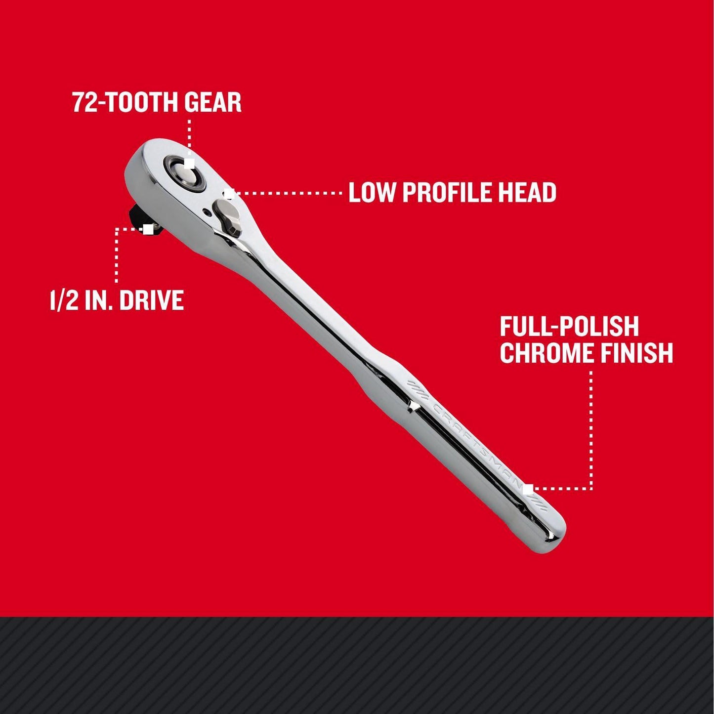 Craftsman Low Profile 1/2 in. Drive Ratchet with 72 Teeth