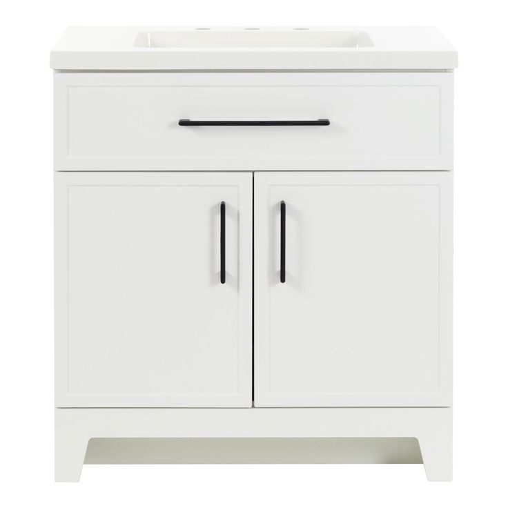 Style Selections Potter 30-in White Single Sink Bathroom Vanity with White Cultured Marble Top