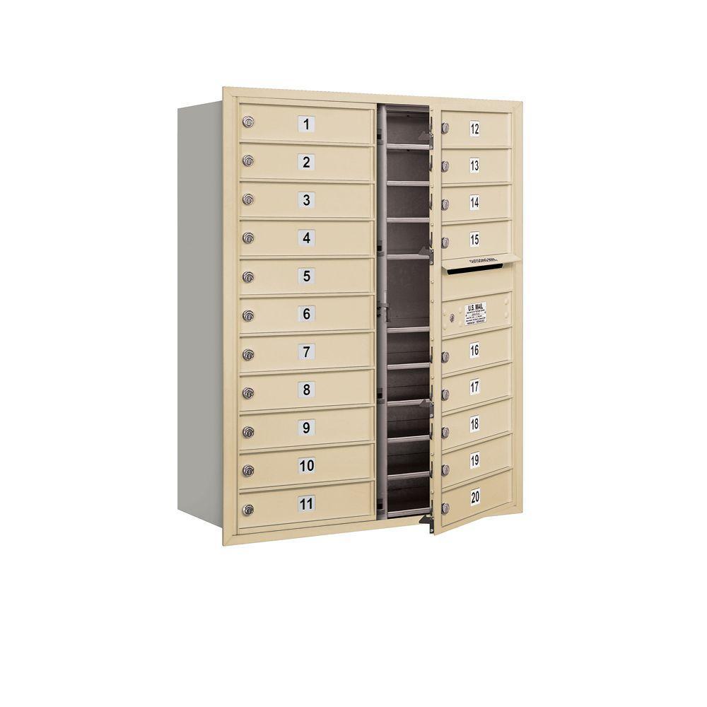 41 in. H x 31-1/8 in. W Aluminum Front Loading 4C Horizontal Mailbox with 20 MB1 Doors - Super Arbor