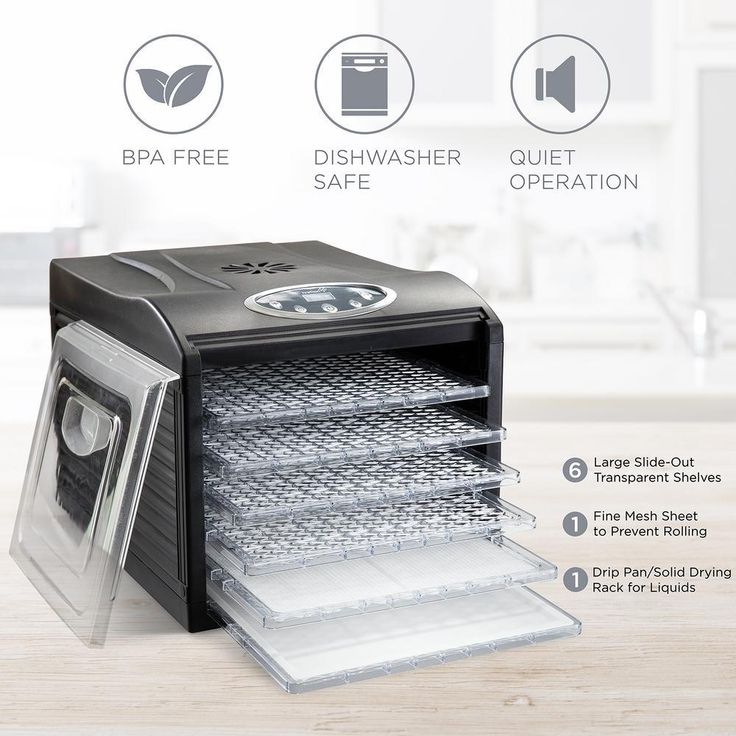 6 Tray Countertop Digital Food Dehydrator Drying Machine Preset Temperature Settings, Auto Shutoff Timer
