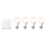 White A19 LED 60W Equivalent Dimmable Smart Wireless Lighting Starter Kit (4 Bulbs and Bridge)