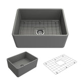 Classico Farmhouse Apron Front Fireclay 30 in. Single Bowl Kitchen Sink with Bottom Grid and Strainer in White - Super Arbor
