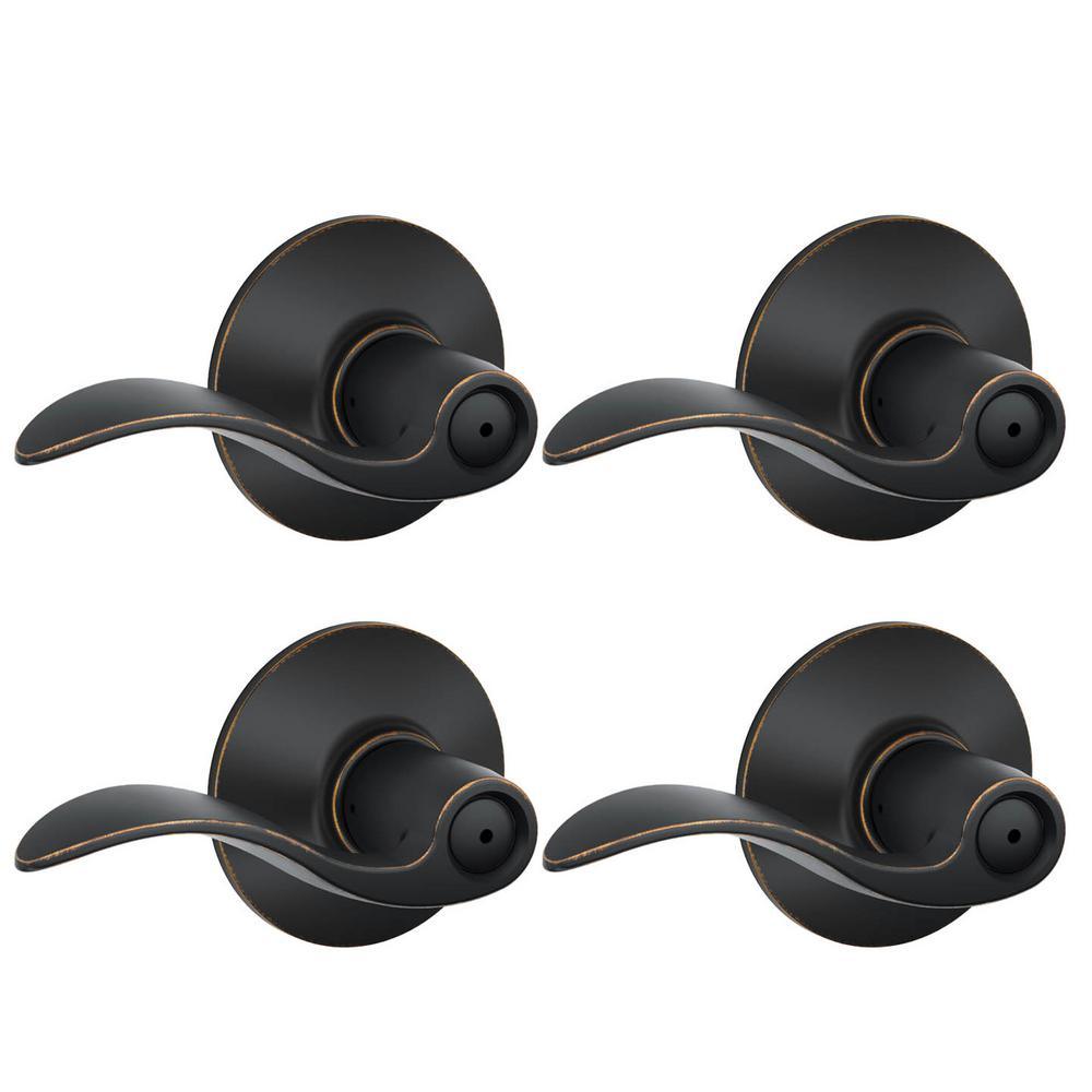 Accent Satin Nickel Privacy Bed/Bath Door Lever (2-Pack) - Super Arbor