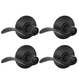 Accent Satin Nickel Privacy Bed/Bath Door Lever (2-Pack) - Super Arbor