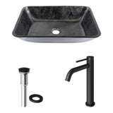 VIGO Onyx Vessel Sink in Gray with Faucet in Matte Black