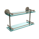 16 in. L x 8 in. H x 5 in. W 2-Tier Clear Glass Bathroom Shelf with Gallery Rail in Brushed Bronze - Super Arbor