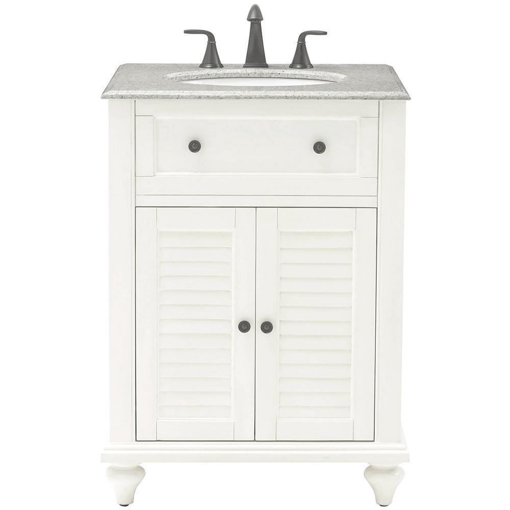 Hamilton Shutter 49-1/2 in. W x 22 in. D Bath Vanity in Ivory with Granite Vanity Top in Grey - Super Arbor