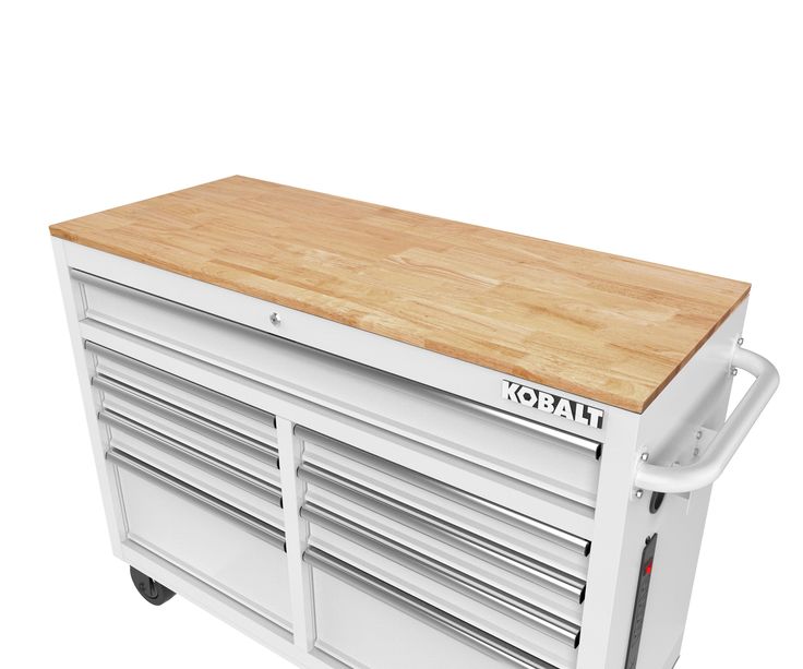 Kobalt 46.1-in L x 37.2-in H 9-Drawers Rolling White Wood Work Bench