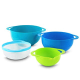 8-Piece Plastic Assorted Colors Mixing Bowl Set with Measuring Cups