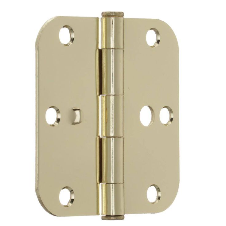 3-1/2 in. Bright Brass 5/8 in. Radius Security Door Hinges Value Pack (3-Pack)