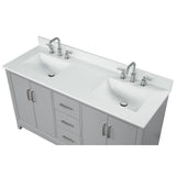 73 in. W x 22 in. D x 0.75 in. H Quartz Vanity Top in Snow White with White Basins - Super Arbor