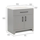 Style Selections Potter 30-in Gray Single Sink Bathroom Vanity with White Cultured Marble Top