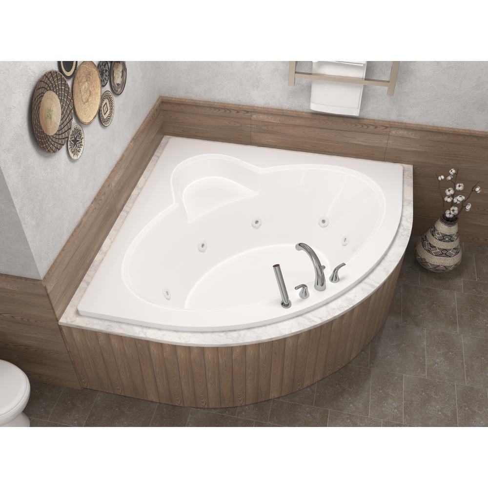 Jaspers 5 ft. Acrylic Corner Drop-in Whirlpool Bathtub in White - Super Arbor