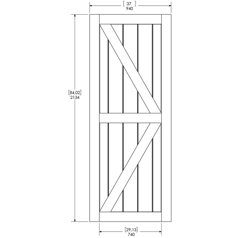 37 in. x 84 in. Artisan Grey Vinyl Finish Sliding Barn Door with Black Hardware Kit - Super Arbor