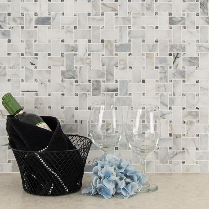 MSI Calacatta Cressa Basket Weave 12 in. x 12 in. x 10 mm Honed Marble Mesh-Mounted Mosaic Tile (10 sq. ft. / case)