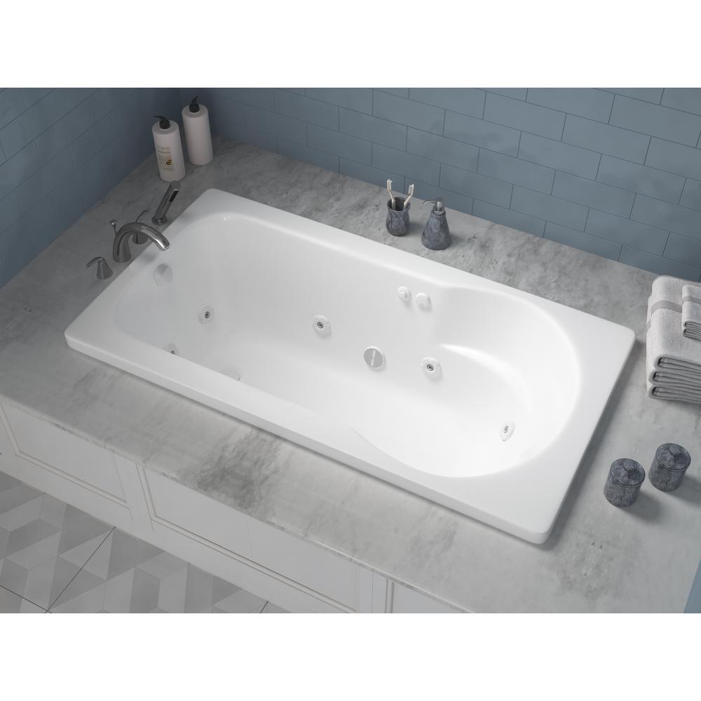 Zircon 5 ft. Right Drain Rectangular Drop-in Whirlpool Bathtub in White - Super Arbor