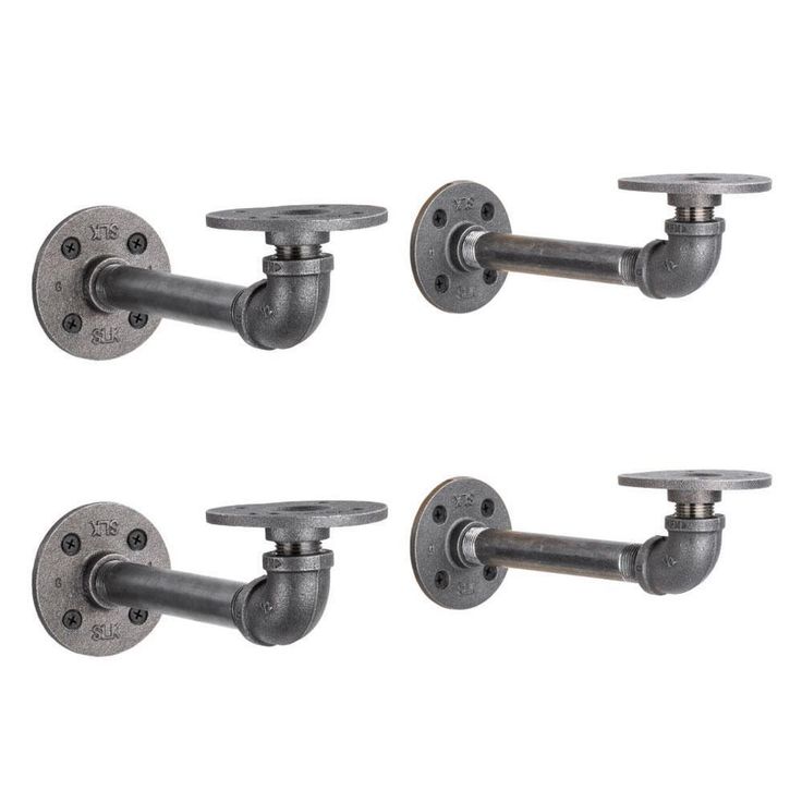 1/2 in. Black Pipe 7.75 in D x 2.5 in. H Wall Mounted Double Flange Shelf Bracket Kit (4-Pack)