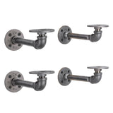 1/2 in. Black Pipe 7.75 in D x 2.5 in. H Wall Mounted Double Flange Shelf Bracket Kit (4-Pack)