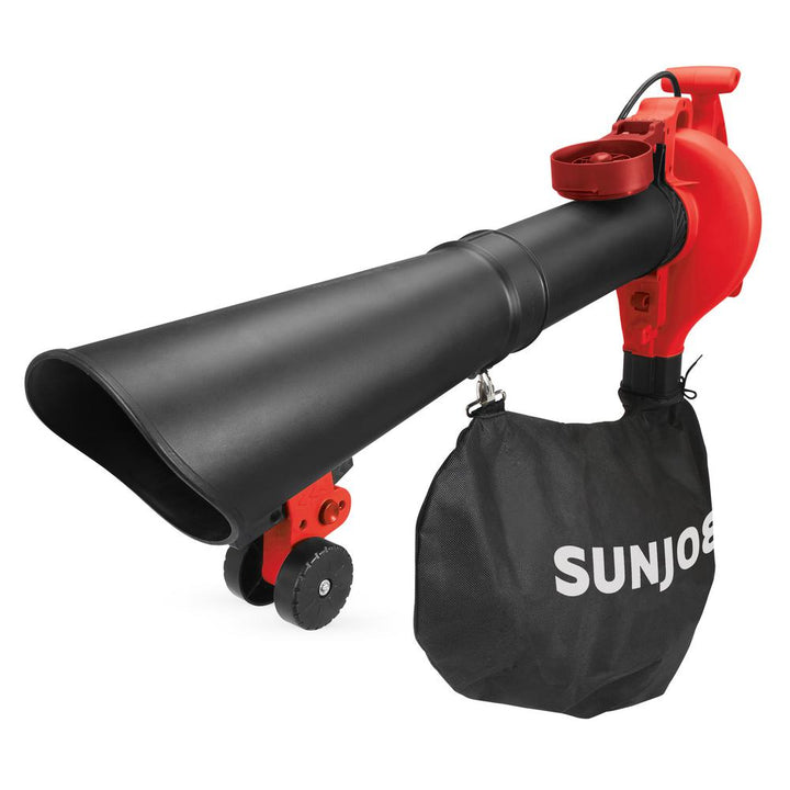 Sun Joe 250 MPH 440 CFM 14 Amp Electric Handheld Blower/Vacuum/Mulcher with Gutter Attachment, Red