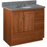 Ultraline 36 in. W x 21 in. D x 34.5 in. H Vanity with Right Drawers Cabinet Only in Natural Alder - Super Arbor