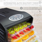 6 Tray Countertop Digital Food Dehydrator Drying Machine Preset Temperature Settings, Auto Shutoff Timer