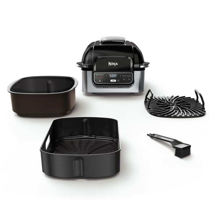 Foodi 5-in-1 Black Stainless Indoor Grill with 4 Qt. Air Fryer, Roast, Bake, Dehydrate and Cyclonic Grilling Technology