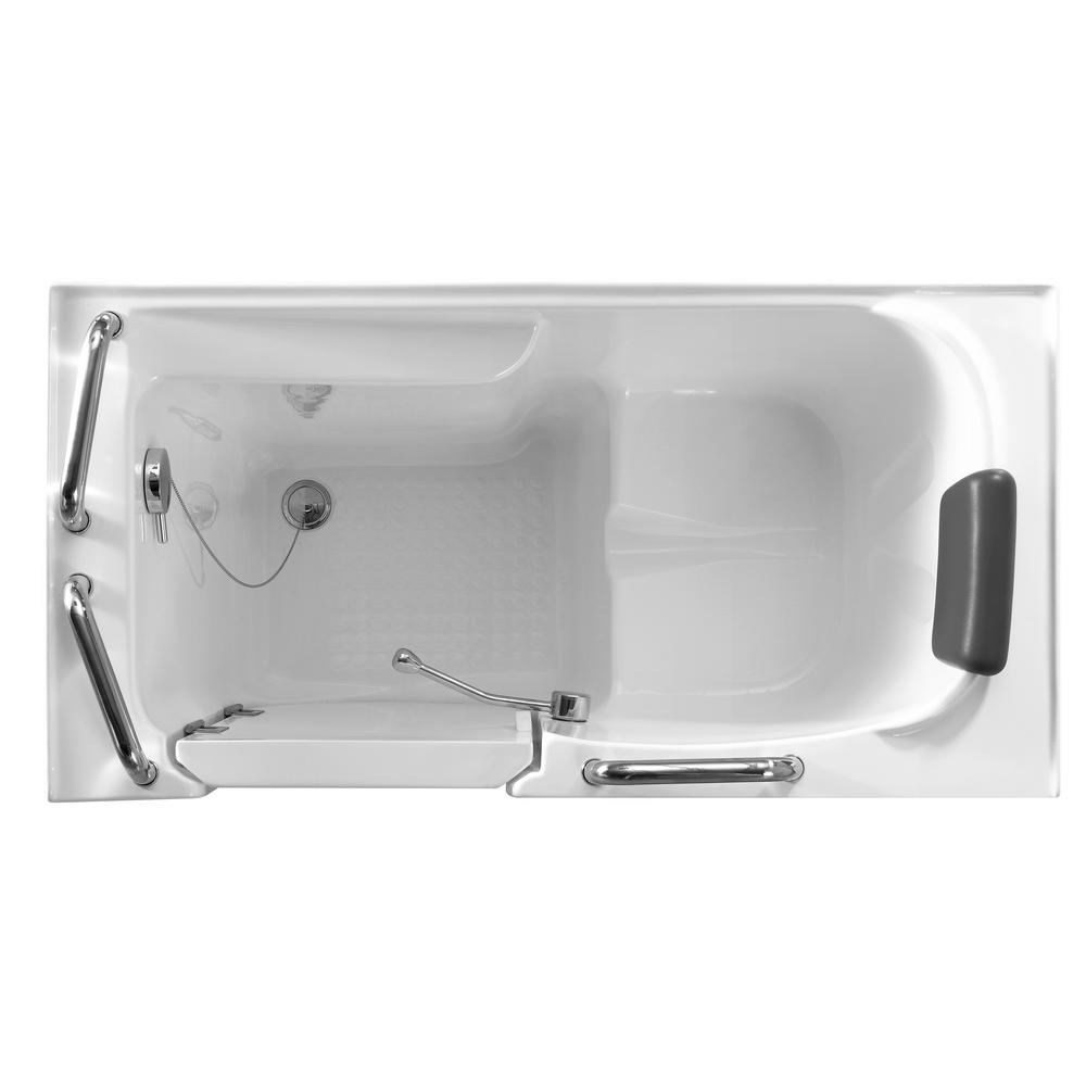 52.5 in. Left Side Walk-in Freestanding Bathtub Flatbottom Soaking SPA Tub in White - Super Arbor