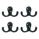 1-13/16 in. Matte Black Double Wall Hook (4-Pack)