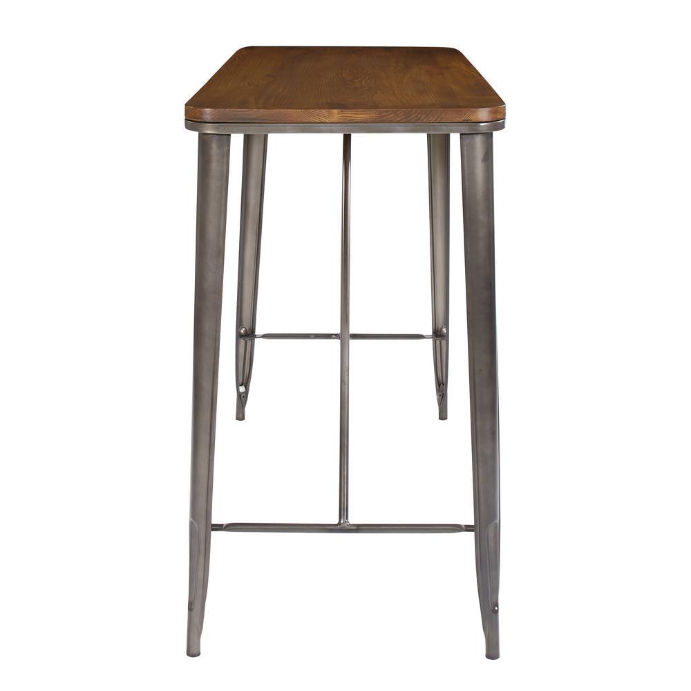 42 in. Matte Metal Grey Rectangle Counter Table with Ash Wood Top KD - Super Arbor