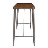 42 in. Matte Metal Grey Rectangle Counter Table with Ash Wood Top KD - Super Arbor