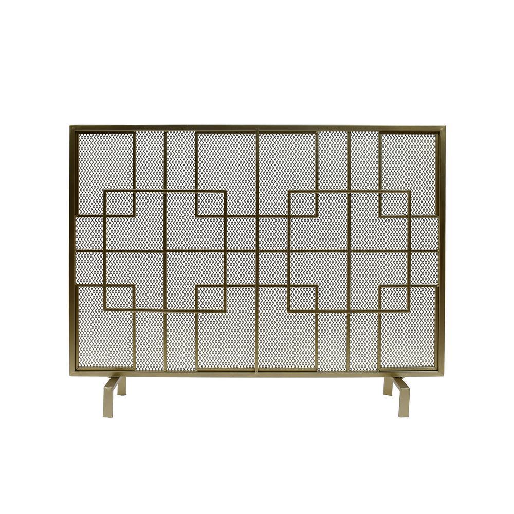 Alamance Modern Gold Single Panel Iron Fire Screen - Super Arbor
