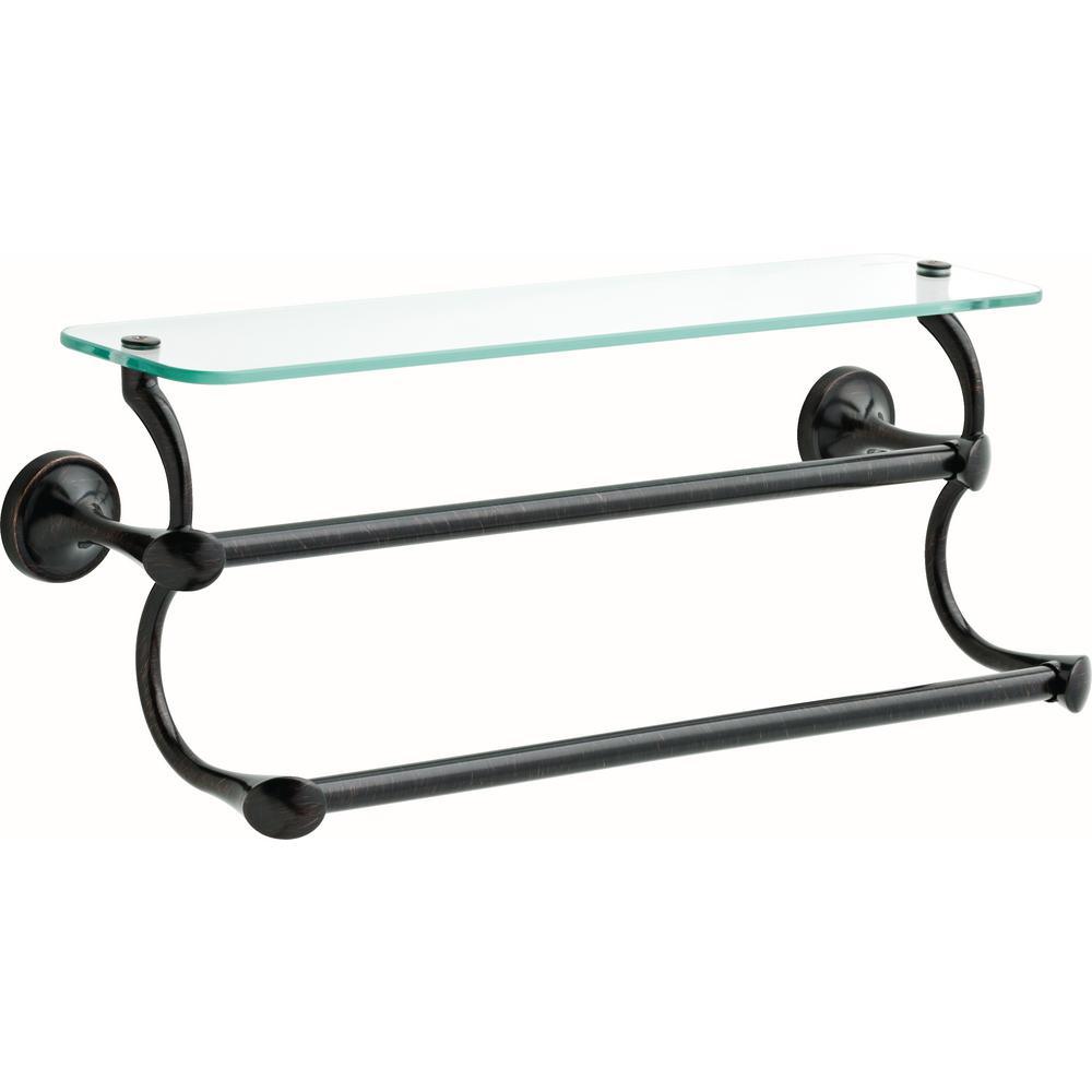 18 in. Glass Shelf with Double Towel Bar in SpotShield Brushed Nickel - Super Arbor